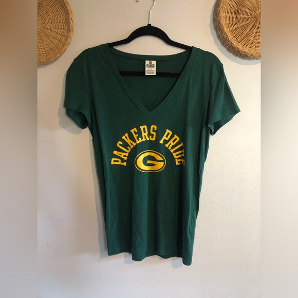 PINK Victoria's Secret Tops - PINK Victoria’s Secret Packers V-Neck T-Shirt
